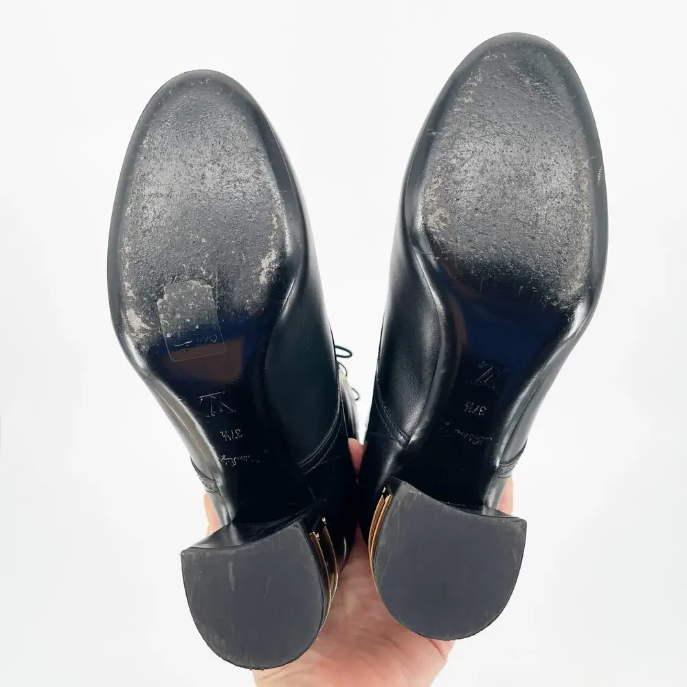 Louis Vuitton 2020 Bliss Black Leather Monogram LV Canvas Ankle Boots EU 37.5 - Picture 15 of 15
